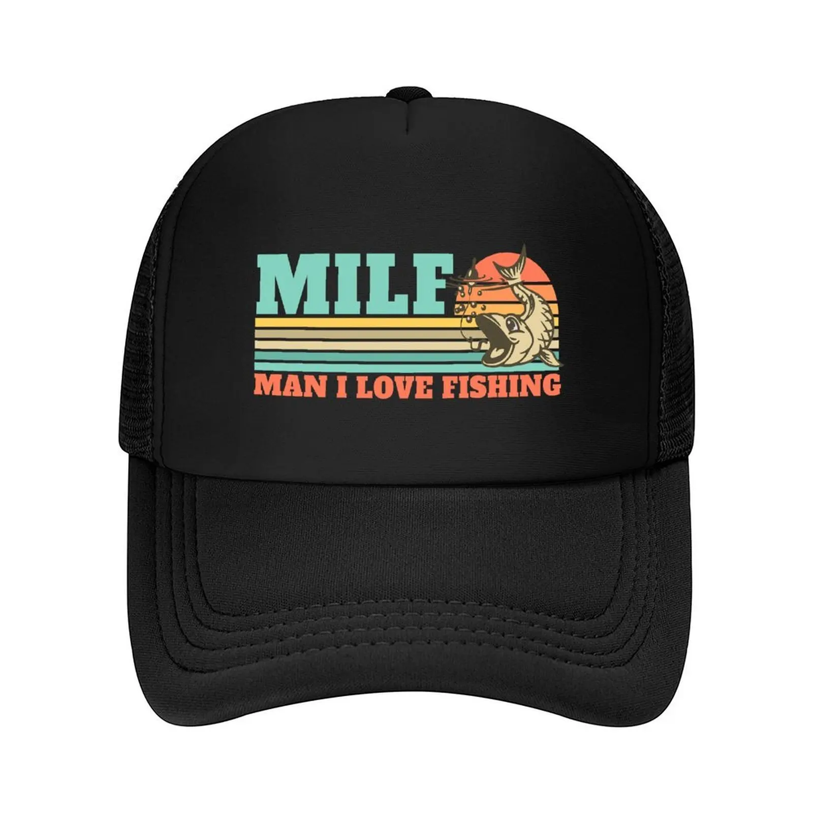 

MILF Man I Love Fishing Retro Vintage Sunset Funny Fishing Gift Baseball Cap Beach luxury woman cap Boy Child Women's