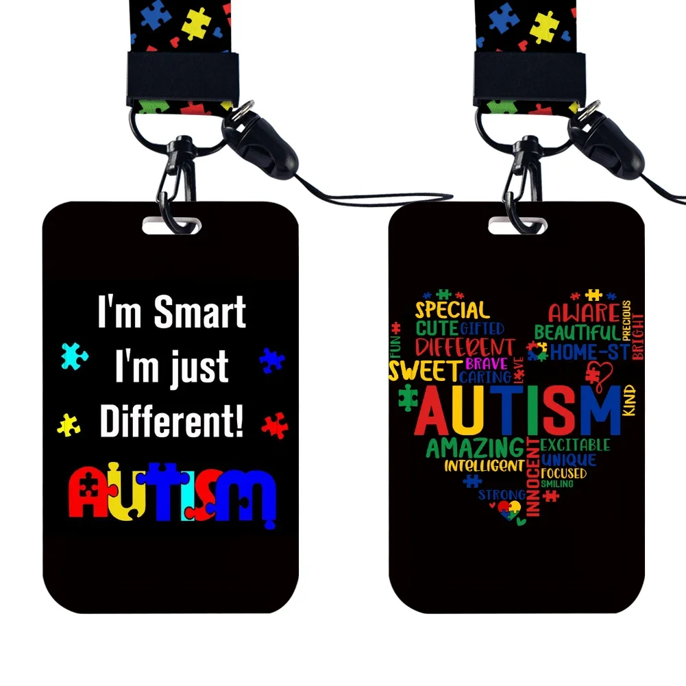 

Autism Awareness Lanyard For Keys Chain ID Credit Card Cover Bus Card Holder Charm School Badge Holder Personalized Badge Card