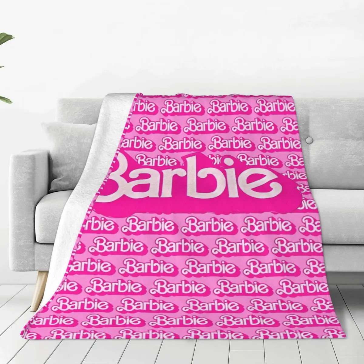 Barbie Logo Flannel Blanket Cartoon Kawaii Soft Warm Bedding Throws for Living Room Travel Office  Bedspread Sofa Bed Cover