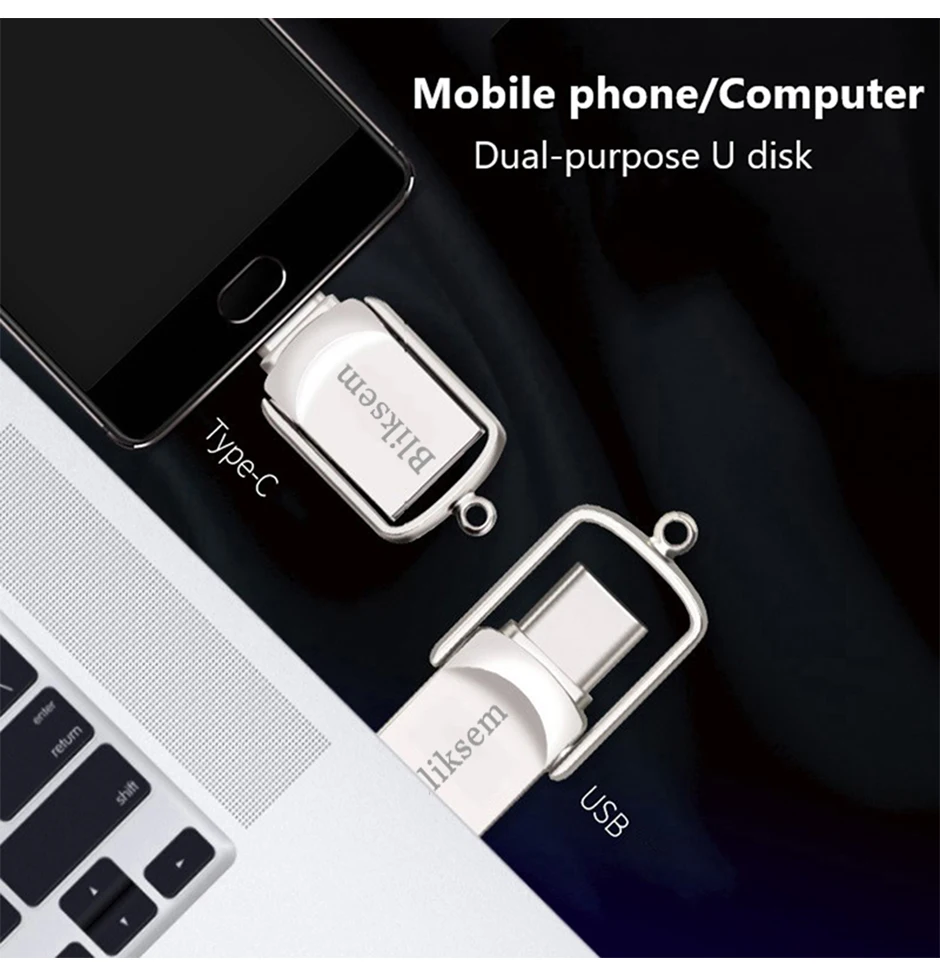 Bliksem 2in1 USB Flash Drive 32GB 64GB 128GB for TYPE-C PC High Speed USB Flash Drive 128GB USB 2.0 TYPE-C 32GB 64GB Pen Drive