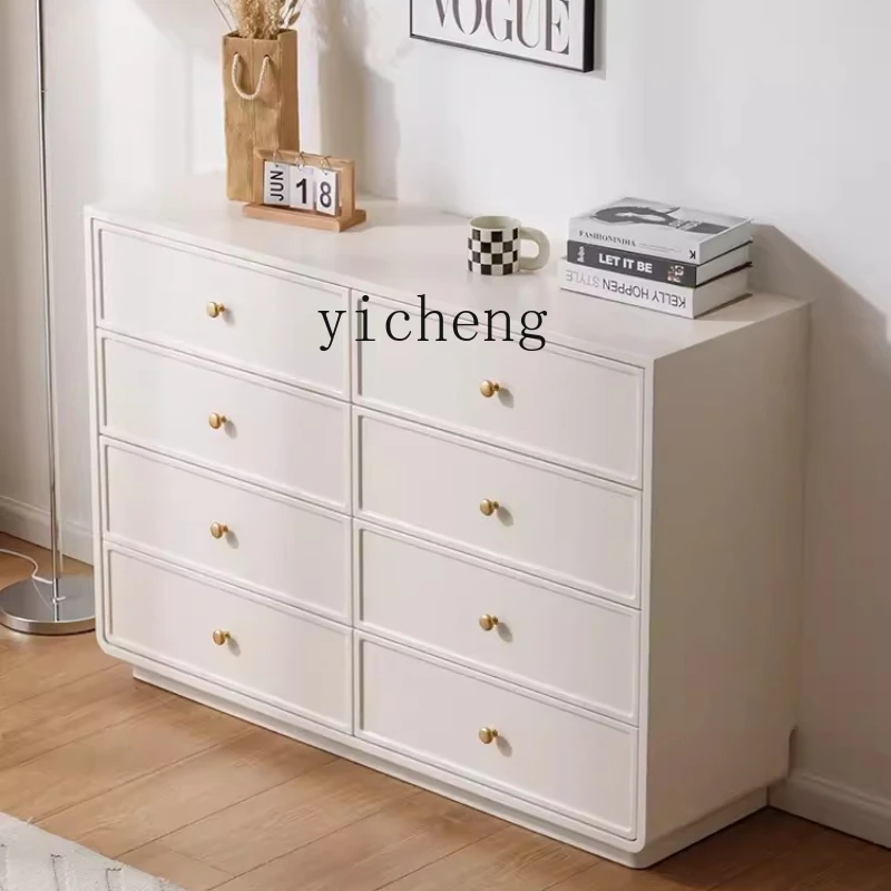 

ZC Cream Style Six Eight Spares Cabinet Bedroom Storage Tailstock Drawer Cabinet Simple Modern Living Room Wall Locker