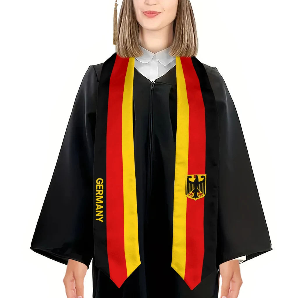 Más diseño Chal de graduación Bandera de Alemania y Estados Unidos Estola Sash Honor Estudio A bordo Estudiantes internacionales