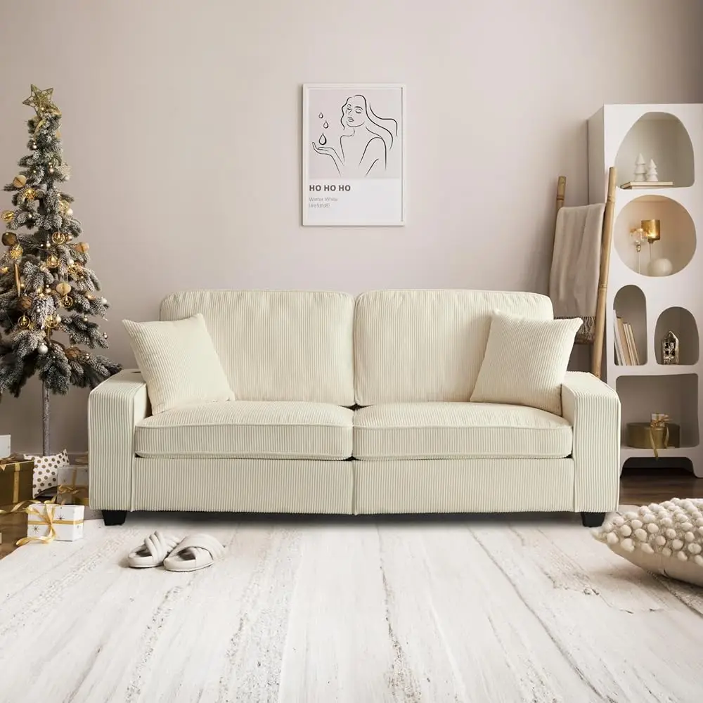

83"" Corduroy Loveseat Sofa Couches For Living Room, Gray Couch Cloud Feel Sofas 22.4"" Deep Seat Comfy Couch Modern Sofas With
