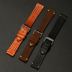 Vintage Cowhide Watchbands 18mm 19mm 20mm 21mm 22mm Men Women Brown Black Genuine Leather Porous Watch Band Strap for DW Belt