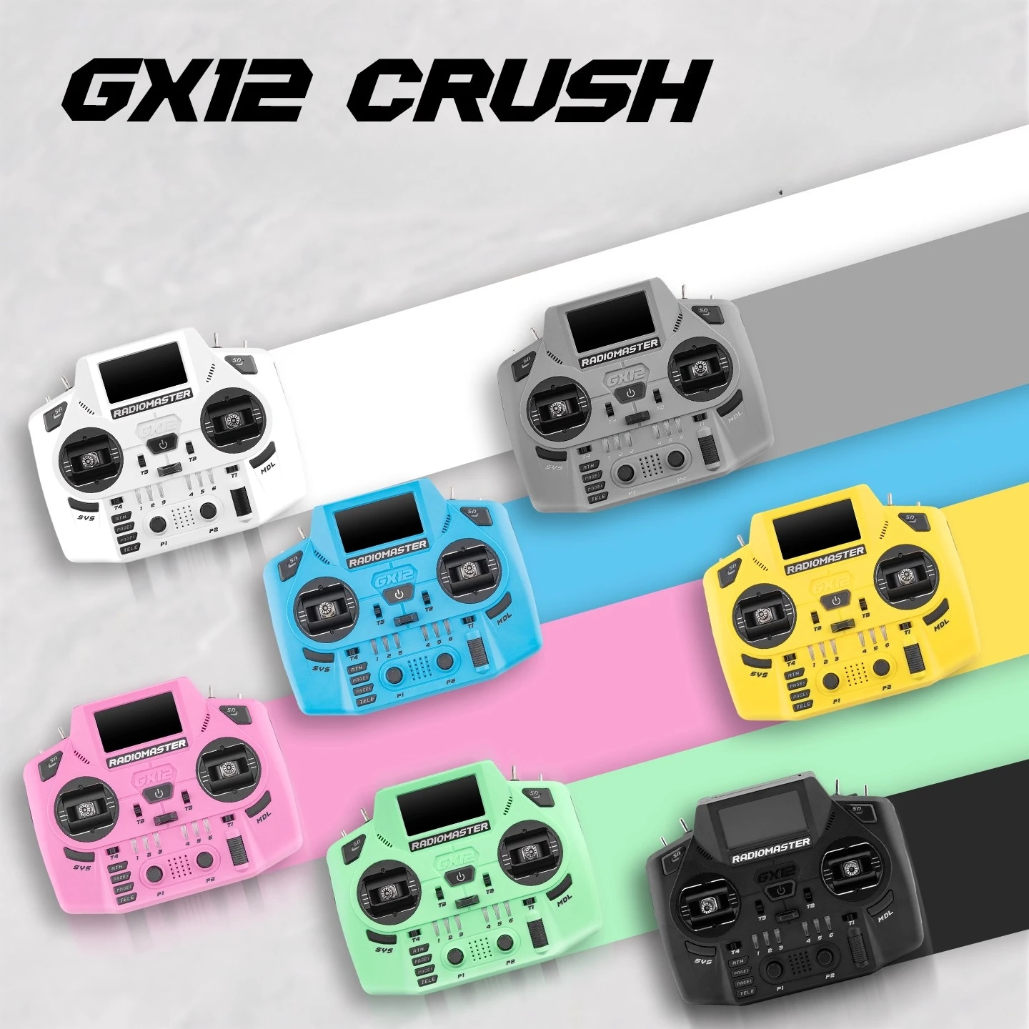 

Radiomaster GX12 Crush 2.4G Dual 1W Gemini Xrossband ELRS Radio Transmitter Controller - Mode2 / Left-hand Throttle