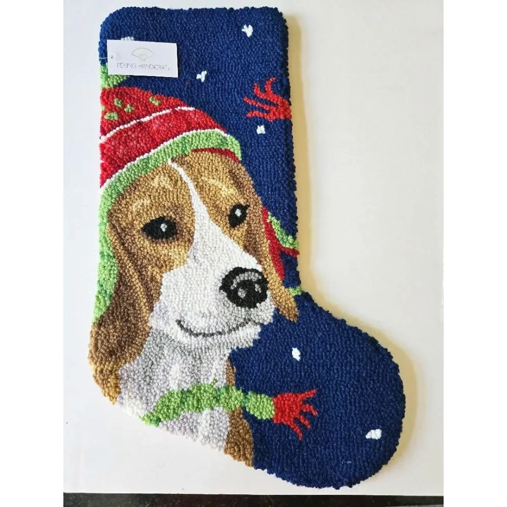 Handicraft Beagle Hound Dog Hooked Christmas Stocking