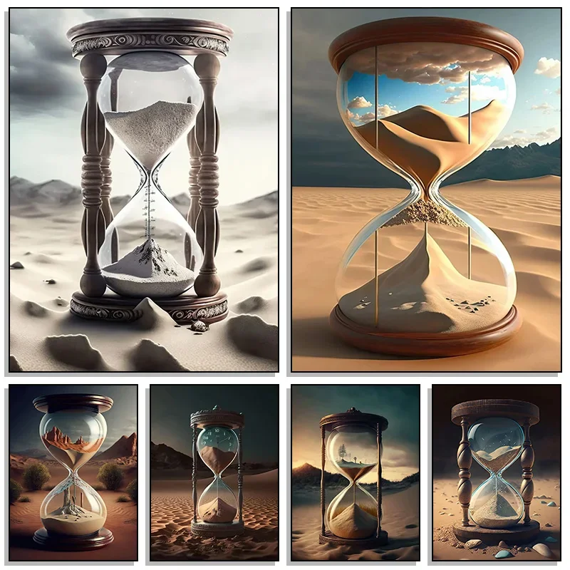 1pc frameless Canvas Painting Hourglass Desert Sunset Poster Abstract Art Modern Picture Print Poster Wall Art Canvas Painting H