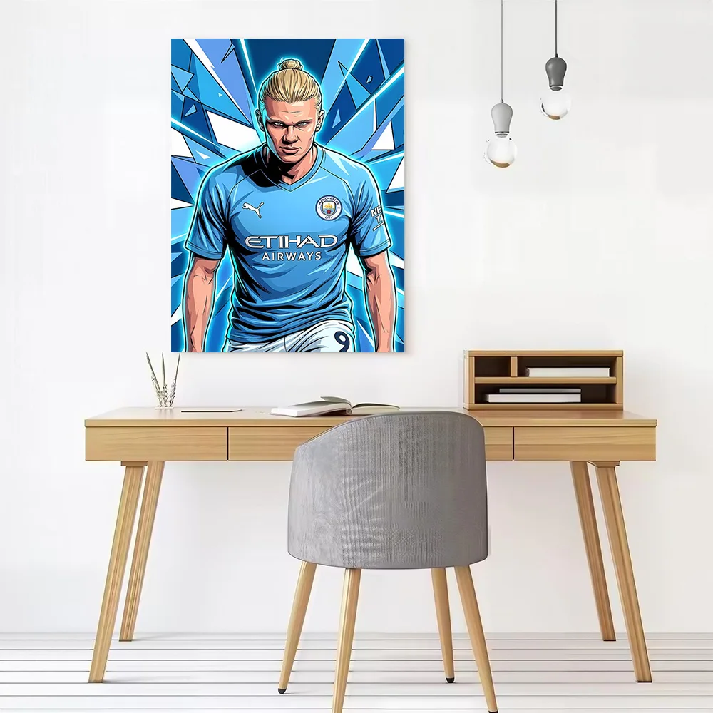 Erling Haaland Manchester City Art Printed Canvas Poster Custom Pictures Wall Art Canvas Painting for Room Decoration Aesthetic