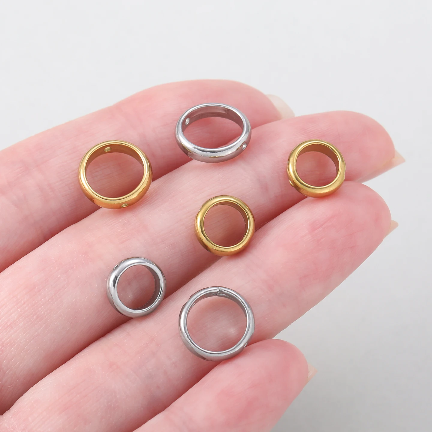 5Pcs/Pack Stainless Steel Double Hole Round Frame Beads Connectors for DIY Jewelry Necklace Bracelet Making Accessories image 5