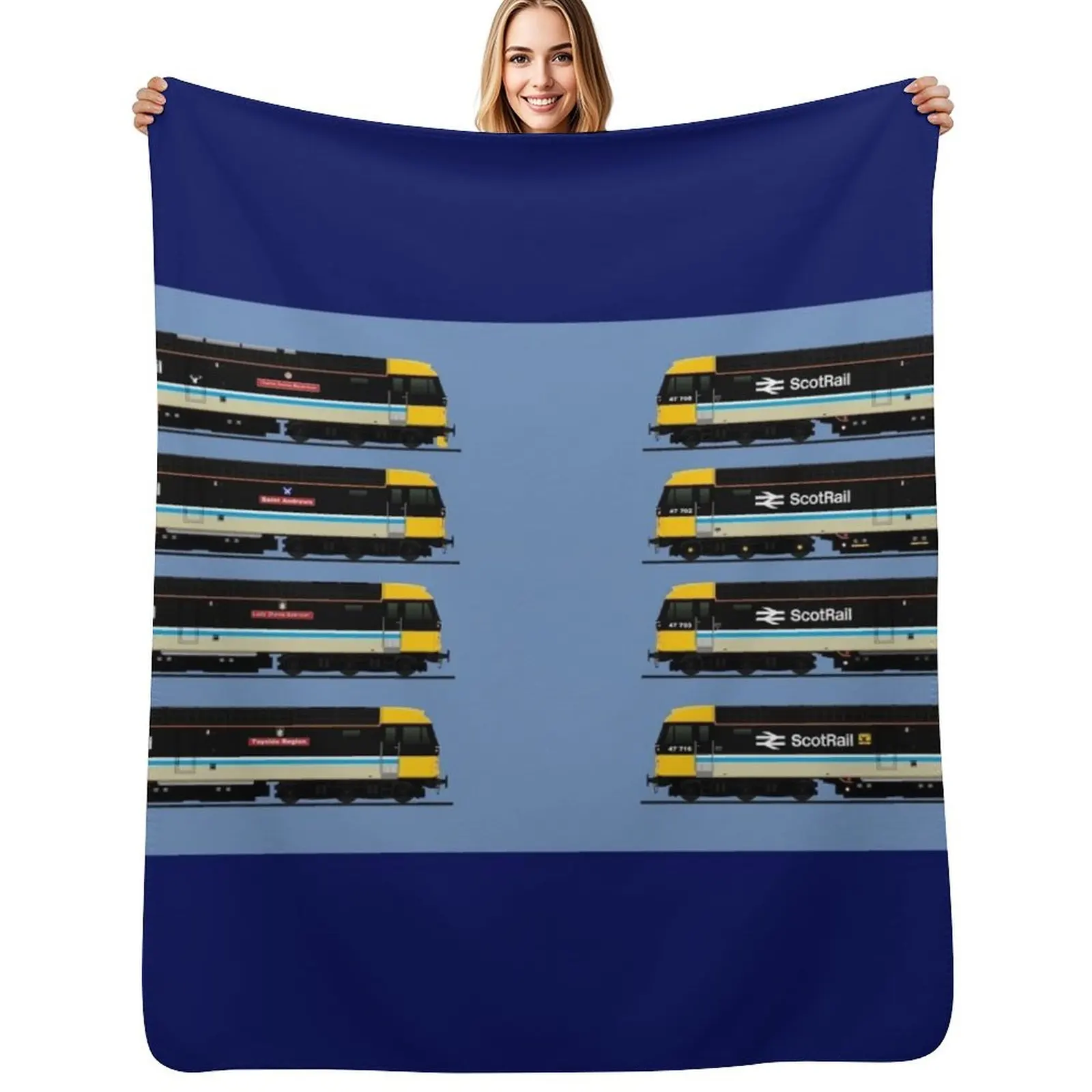 ScotRail Class 47 Locomotives Throw Blanket Personalized Gift Fashion Sofas Cute Flannel Bed Fashionable Luxury St Blankets