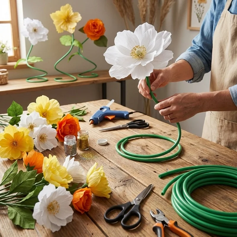 5 Rolls Total 5m Flexible PVC Tube 3.5mm Diameter Bendable Artificial Flower Stem Balloon Arch Garden Craft Outdoor Party Decor