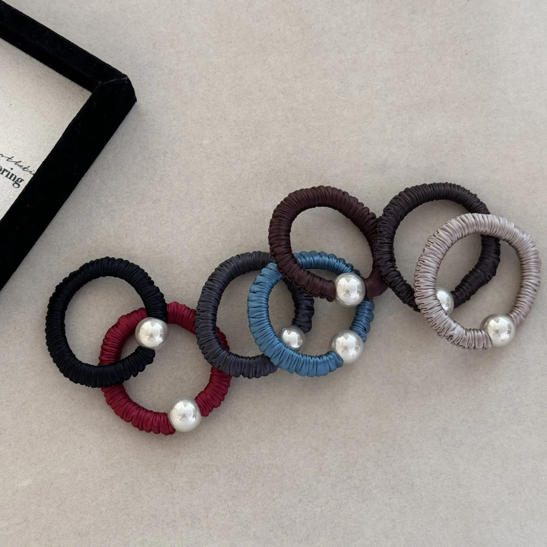 Korean Pearl Small Hairbands Simple Elegant Elastic Rubber Bands Skinny Scrunchies Hair Rope Women Girl Hair Styling Accessories