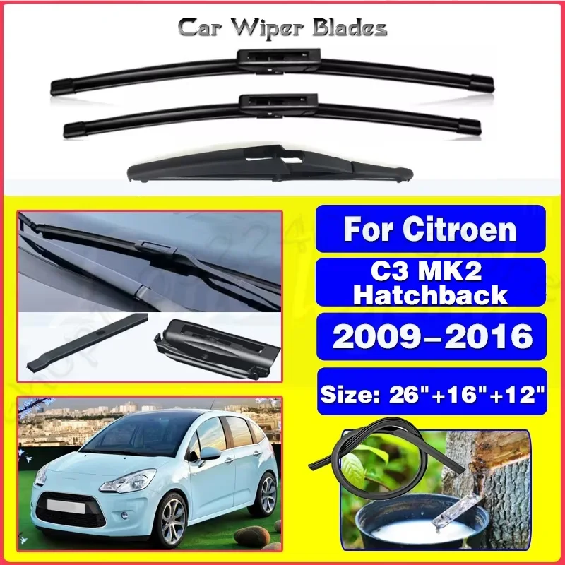 

For Citroen C3 MK2 Hatchback 2009-2016 2010 2011 Windshield Windscreen Window 26"+16"+12" Silent upgrade version