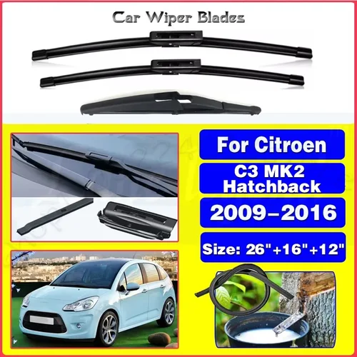 Imagen 1 del producto Para Citroen C3 MK2 Hatchback 2009-2016 2010 2011 parabrisas ventana 26 ""+ 16"" + 12 ""versión de actualización silenciosa