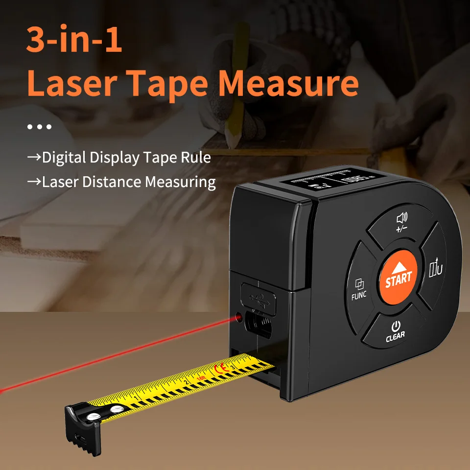 

Aicevoos Rechargeable 3 in 1 Tape Measure and Laser Distance Meter,Digital Tape Measure Range Finder, Instant Digital Readout