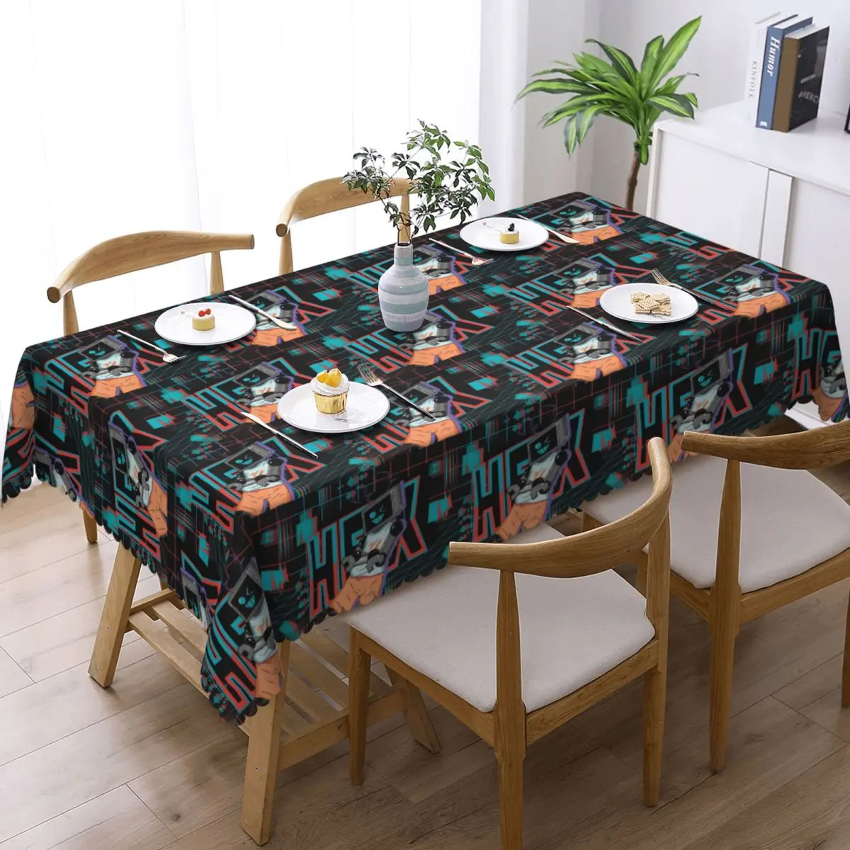 Fnf Hex Neon Artwork Tablecloth Restaurant Kitchen Rectangular Tablecloth Festival Party Tablecloth Outdoor Dining Table Cover