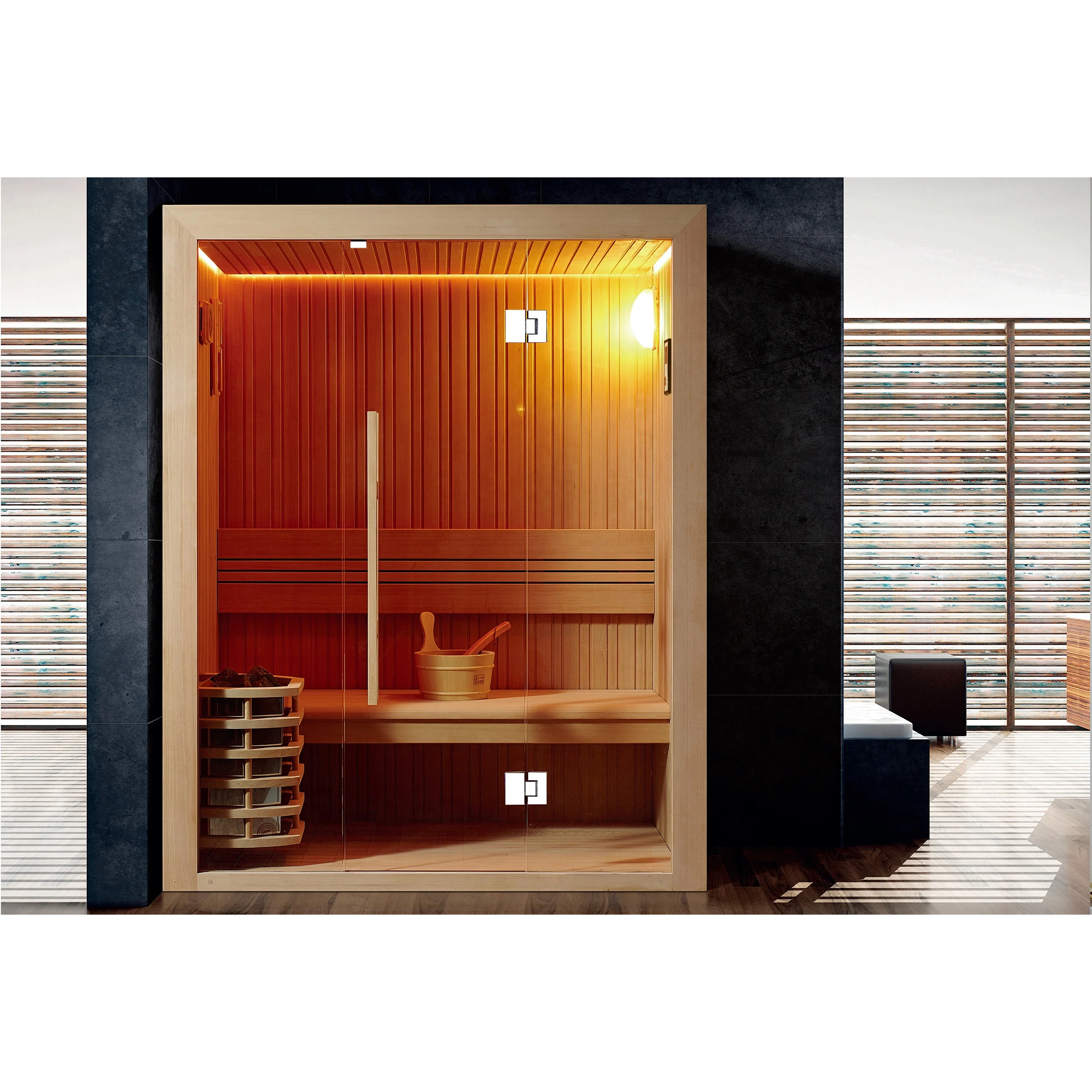 MEXDA Dry Sauna Room Indoor Traditional Bathroom Sauna Steam House Spa With CE Certificate For 2 Person WS-1505