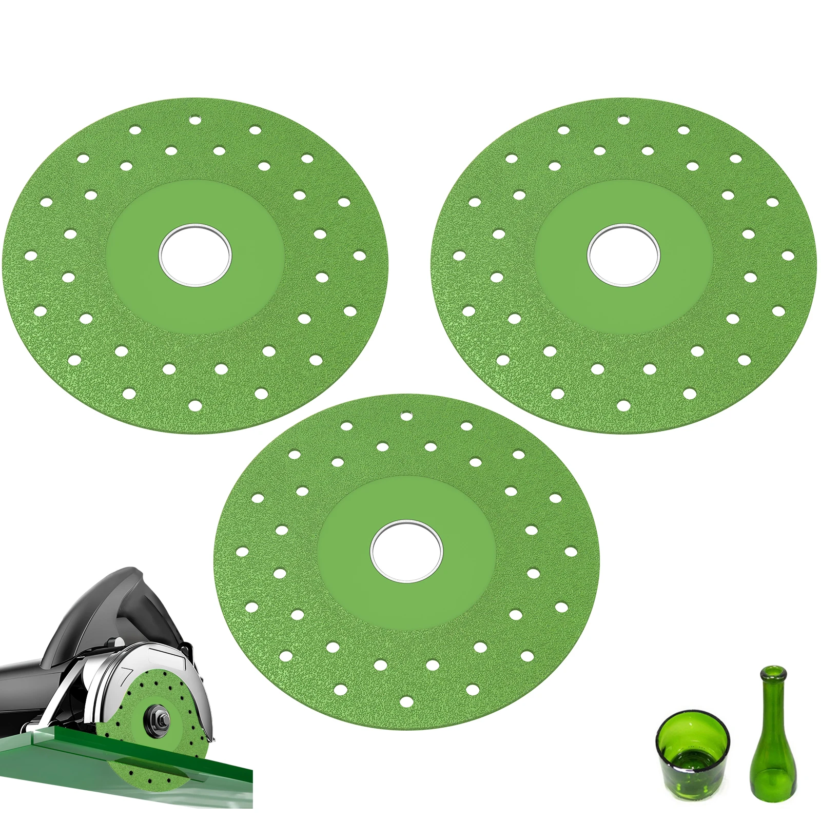 

3Pcs Diamond Rock Slab Cutting Disc Angle Grinder Efficient Glass Cutting Disc Wet/Dry Use Saw Blade for Glass Tile Marble