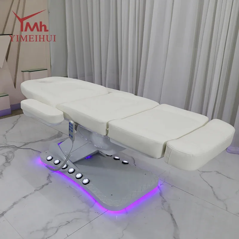 

2025 Multi-function comfortable beauty bed chair adjustable white 3 motor electric salon beauty bed set for clinic beauty