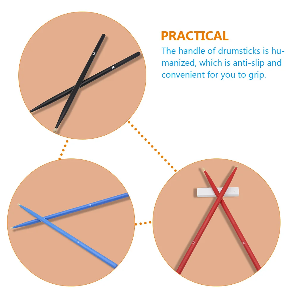 

Lightweight Percussion Stick Colorful Drum Hammer Drumstick Maple Wood Teardrop-shaped Drumsticks