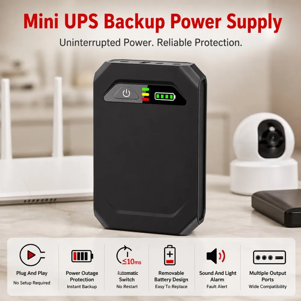 10400mAh Uninterruptible DC Power Supply 5V 9V 12V Output Emergency Backup Battery Box For Router Modem CCTV And Monitor Device