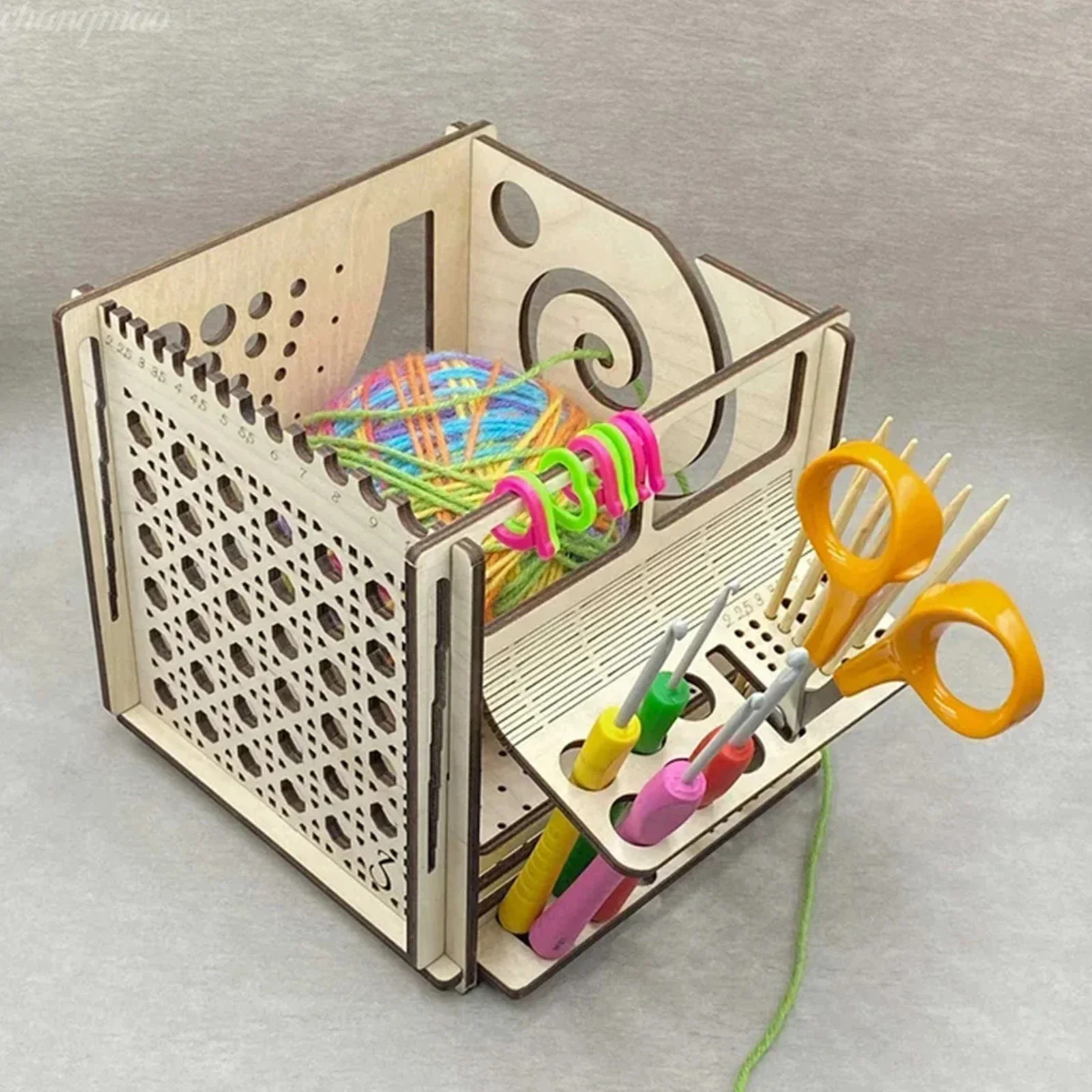 DIY All-in-one Wooden Yarn Bowl Crochet Organizer Storage Holder Wooden Yarn Dispenser Knitting Bowl For Knitting Crochet New