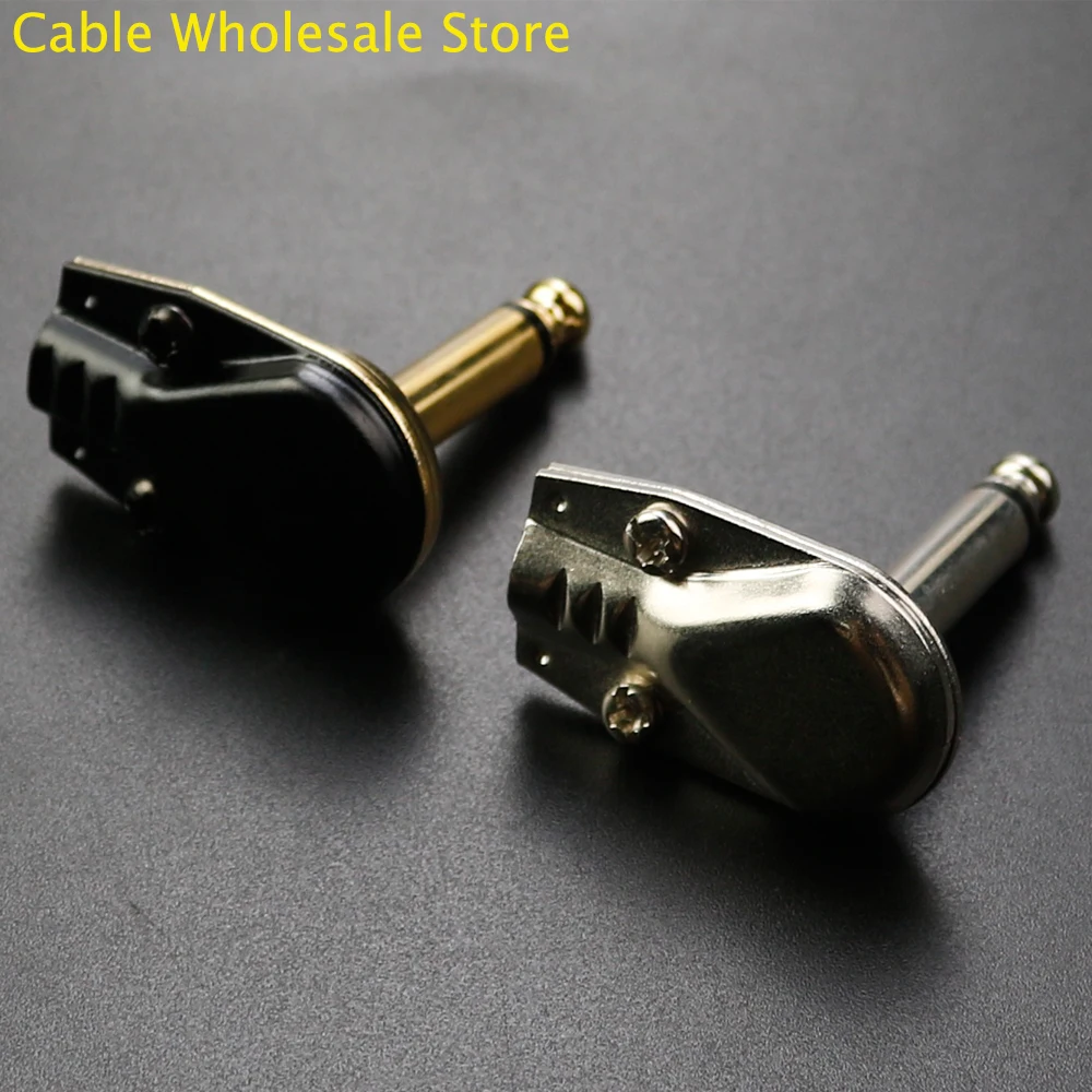 Cable Wholesale Store 1Pc Straight Guitar Cable Plug Two Pole Mono Amplifier Microphone 6.35 90 Degree Audio Guitar Plug Adapter