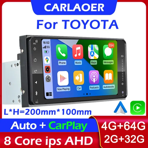 Reproductor de Radio Multimedia Universal para coche, 2 din, android 10, CarPlay, estéreo 2Din, para Toyota VIOS CROWN CAMRY HIACE PREVIA COROLLA RAV4