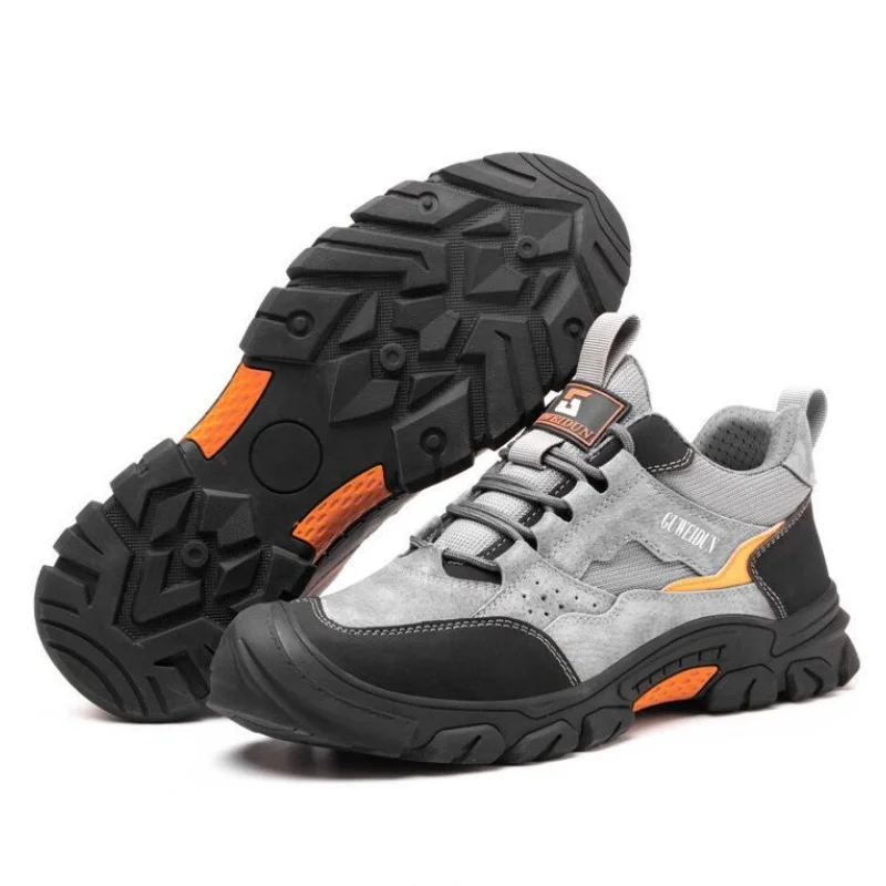 

Men Safety Work Shoes Plastic Toe Safety Boots Fashion Lightweight Comfort Working Sneakers Anti-puncture Indestructible Shoes