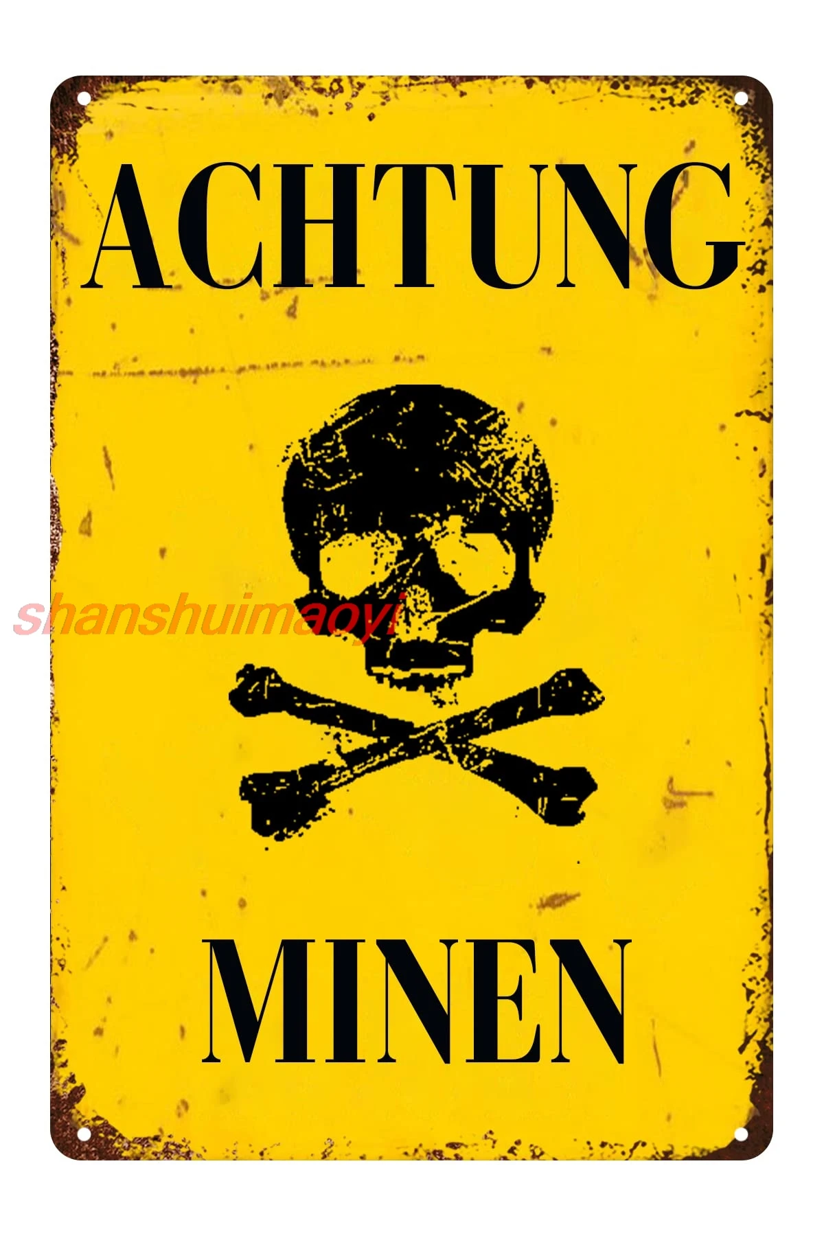 Achtung Minnen Metalen Borden Militaire Tin Teken Waarschuwing Mijn Man Cave Metalen Teken Plaques Poster voor Yard Teken Garage Muur Decor HAI