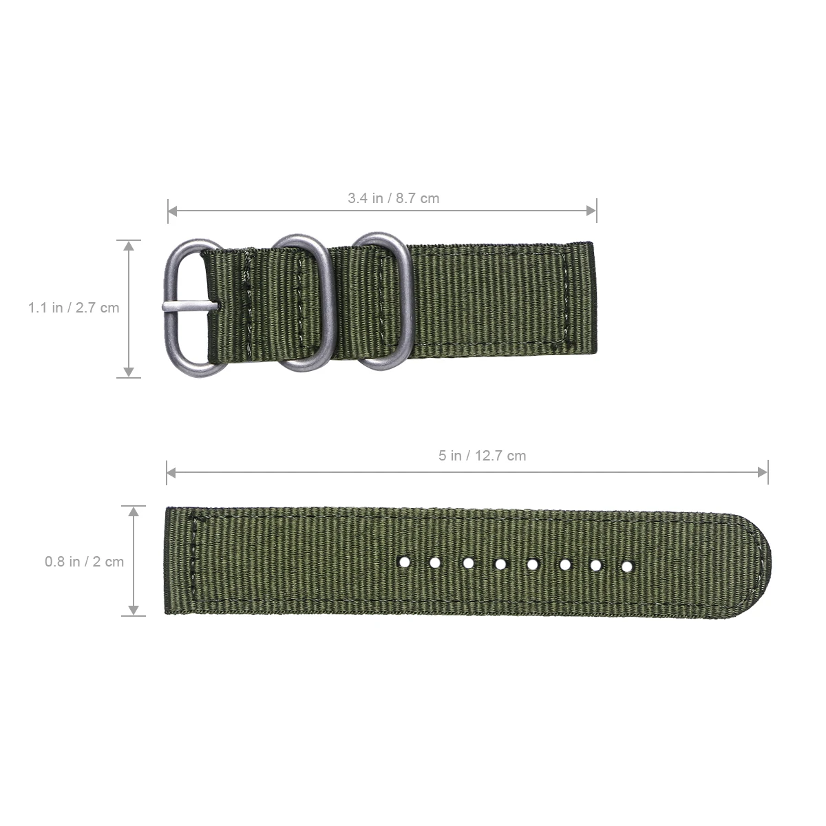 

20Mm Nylon Watch Band Heavy Duty Braided Watch Strap Army Green Replacement Band Breathable Fitness Diving Accessory