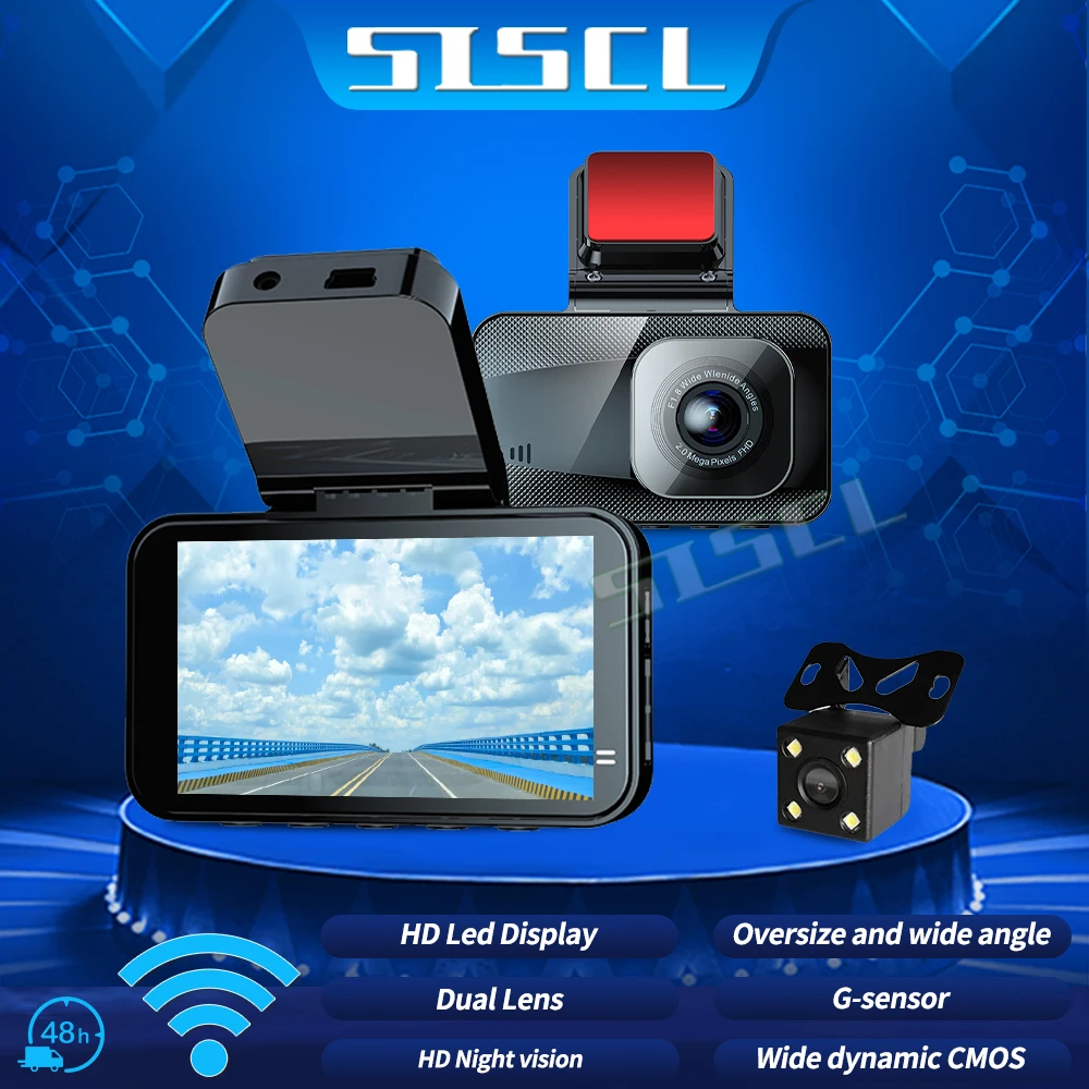 3-Inch Dashcam Wifi Driving Recorder HD 1080p Night Vision Front And Rear View 2way Reversing Image Car Charge Video DVR