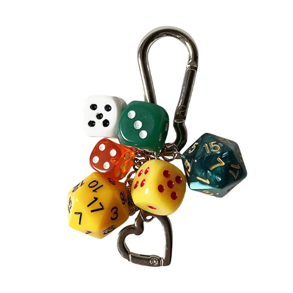 Funny Backpack Decoration Creative Car Key Holder Hanging Pendant Colourful Dice Keychain Bag Pendant Men Women Key Rings