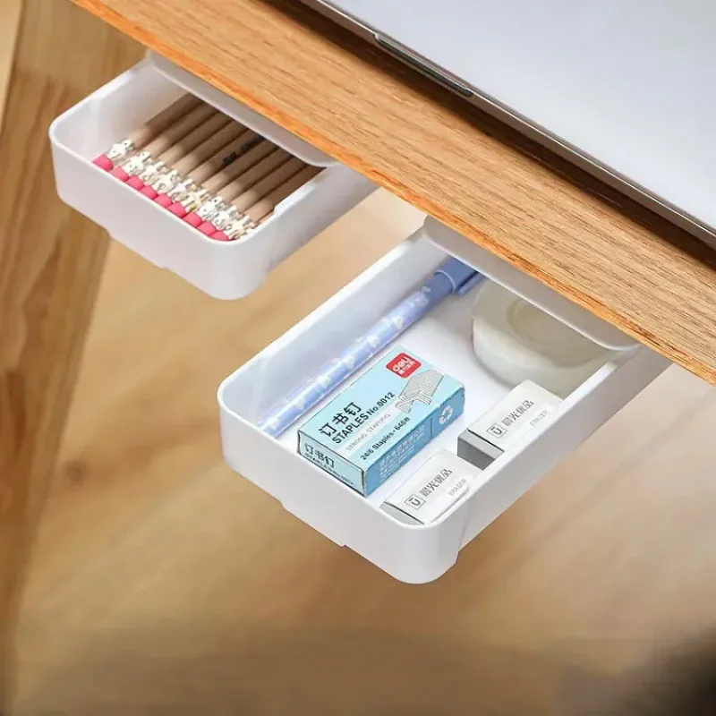 Punch Free Storage Rack Box Invisible Drawer Kitchen Cutlery Bedroom Desk Sundry Organizer for Cosmetics Stationery Pen Holder