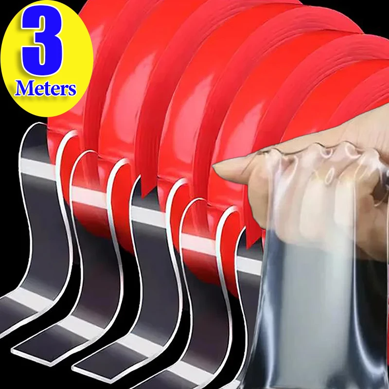 3 Meters Double Sided Adhesive Tape Acrylic Waterproof Strong Mounting Tape Strip High Viscosity Tape for Home Car Wall Stickers