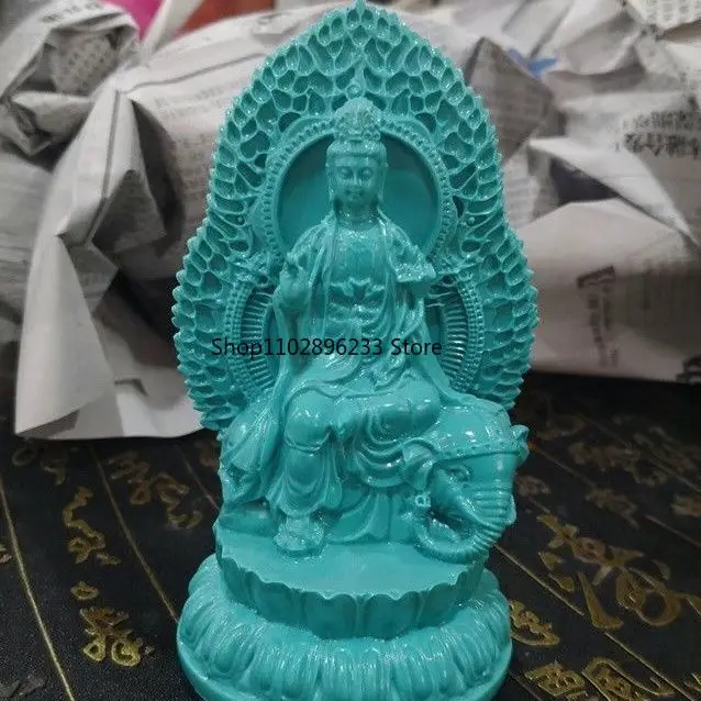 Optimize the turquoise Guanyin Bodhisattva Buddha statue ornament riding the elephant Puxian statue Buddhism Guanyin home orname