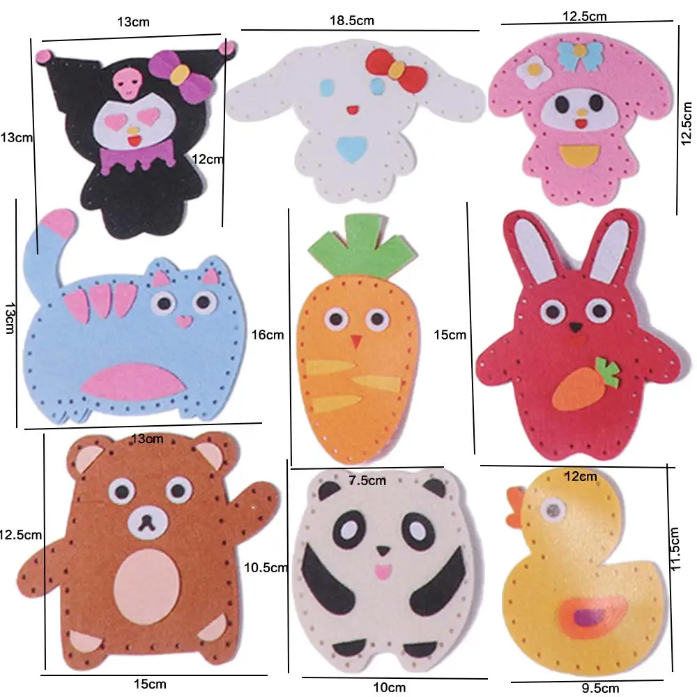 6 قطعة/الوحدة غير المنسوجة دمى على شكل حيوانات مجموعة الخياطة أنشطة الخياطة ورأى الحيوانات محشوة اليدوية المفاتيح الحلي Craft Kit بها بنفسك الحرفية #3