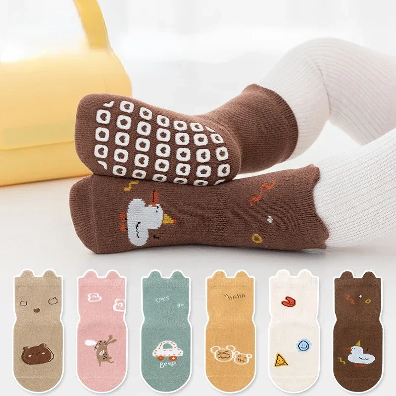 

Spring Autumn Children Baby Girls Boys School Cotton Socks Home Trampoline Socks Kids Toddler Cute Floor Sport Non-slip Socks