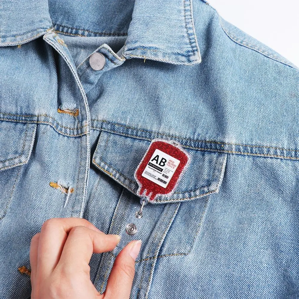 ABS Retractable Badge Reel Easy To Pull Buckle Nurse Keychain Blood Type Bag Shape Clips Easy Pull Simplicity