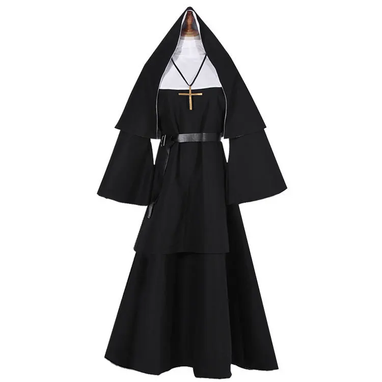 loween Nun Terror Cosplay Costume Women's Religious Sister Attire Stage Performance Traditional Chinese Costume