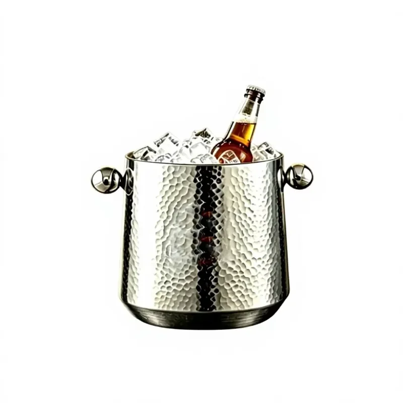 Italian style light luxury stainless steel ice bucket model 07, suitable for family bar KTV; double-layer thickened design