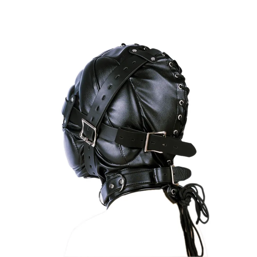 Erotic Fetish Costumes of Leather Bdsm Bondage Hood Mask with Mouth Hole for Couples Adults Slave Rolplay Flirting Games