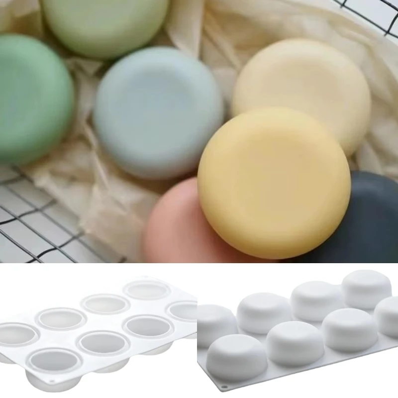 

8 Cavities Round Soap Silicone Molds DIY Aromatherapy Candle Plaster Crafts Mold Handmade Soap Making Decorating Tools