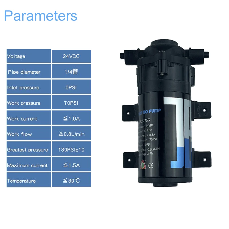 24V Quiet Water Pump 3/16'' Thread Brass Nozzle Injectors For Mist Cooling System Watering Kits Black Kit