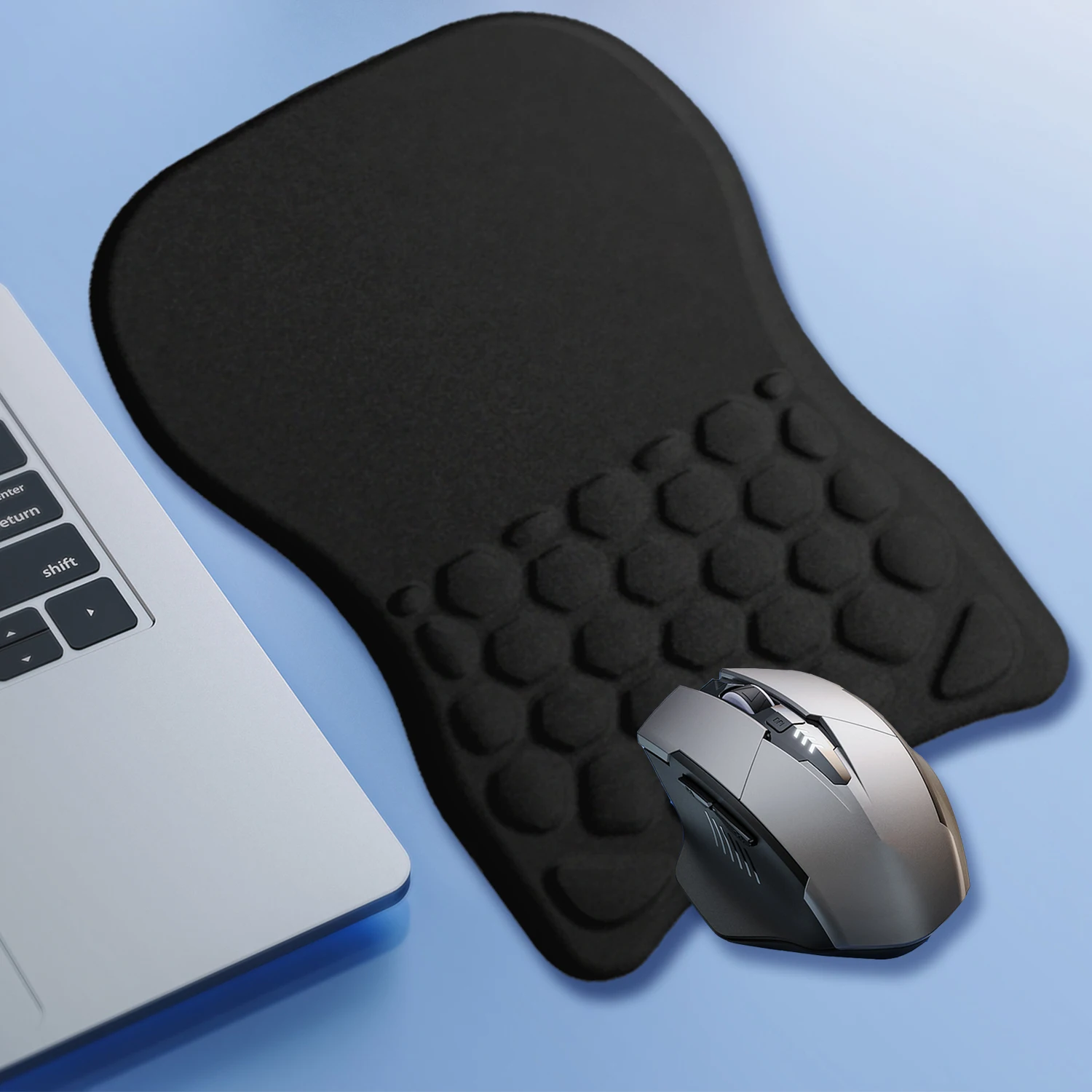 Imagem -01 - Black Ergonomic Mouse Pad com Descanso de Pulso Suporte de Pulso Game Mouse Mat Espuma de Memória Design de Massagem Soft Computer Mat black ergonomic mouse pad com descanso de pulso suporte de pulso game mouse mat espuma de memoria design de massagem soft computer mat 01