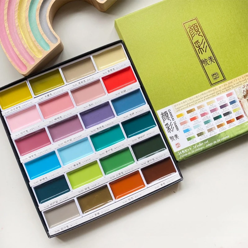 

Набор акварельных красок Kuretake GANSAI TAMBI, 24 цвета, профессиональные художественные принадлежности для художников, для рисования и скетчинга