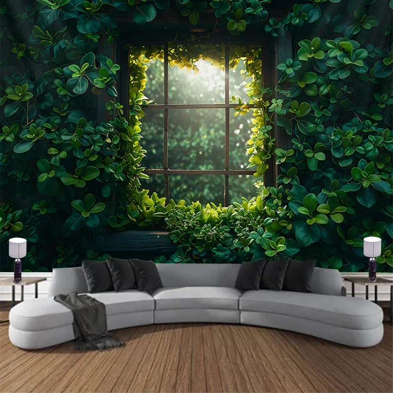 Vine Tapestry Tapices Room Wall Art Plant Green Leave Home House  Bedroom Masion Aesthetic Decor For Hanging