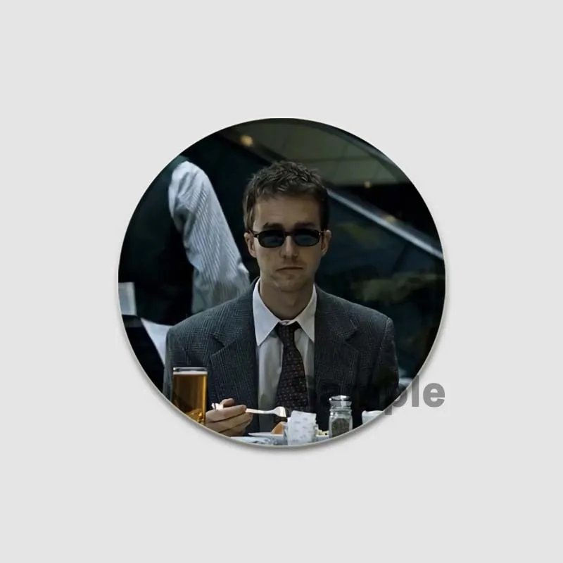 58mm Classic Movie Fight Club Brooch Pins Handmade Button Pin Film Character Cartoon Badge for Backpack Accessories Decor Gifts