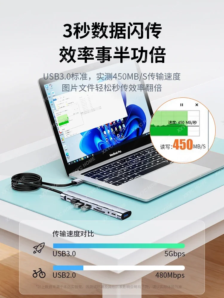 Splitter per computer desktop con spina adattatore multi-interfaccia per espansore USB 3.0 per notebook