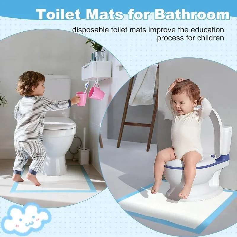 25 Pack Disposable Toilet Mats Floor Protector Training Rug Waterproof Non-Slip Bathroom Potty Great for Children & Adults 23In - view 6